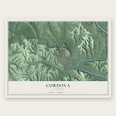 Cordova, Alabama map print, the full design