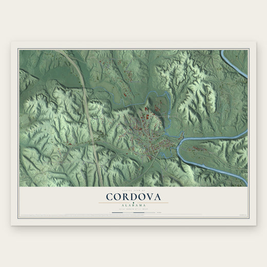 Cordova, Alabama map print, the full design