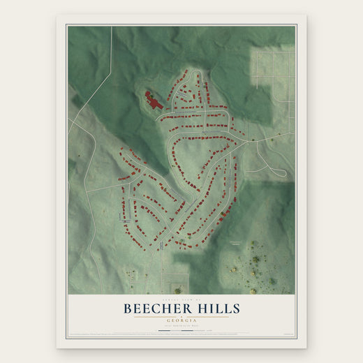 Beecher Hills, Georgia map print, the full design