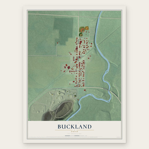 Buckland, Ohio map print, the full design