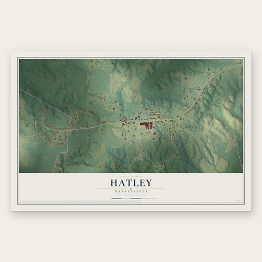 Hatley, Mississippi map print, the full design