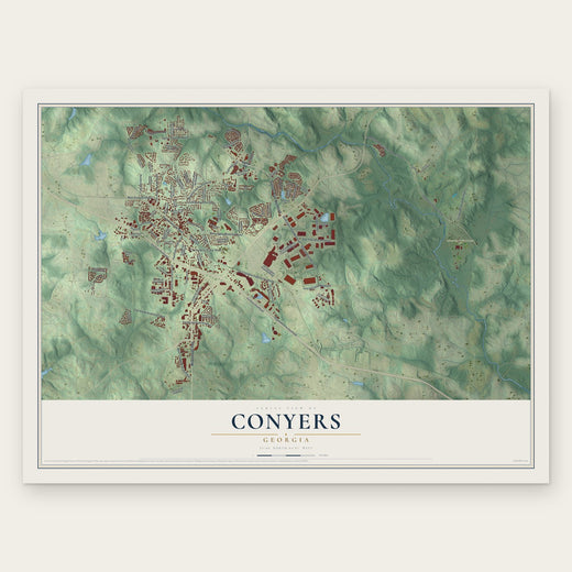 Conyers, Georgia map print, the full design