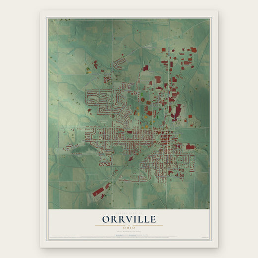Orrville, Ohio map print, the full design