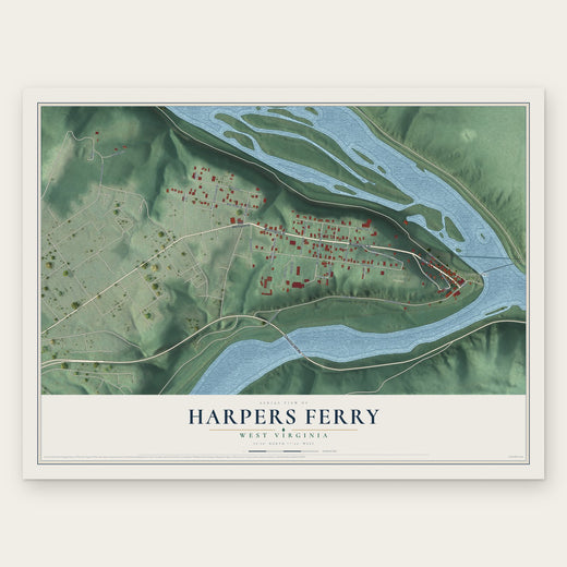 Harpers Ferry, West Virginia map print, the full design