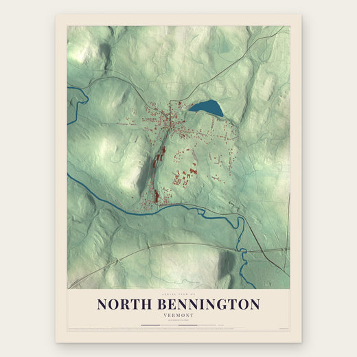 North Bennington, Vermont map print, the full design