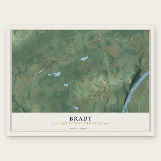 Brady, Lycoming County, Pennsylvania map print, the full design