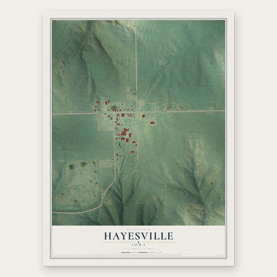 Hayesville, Iowa map print, the full design
