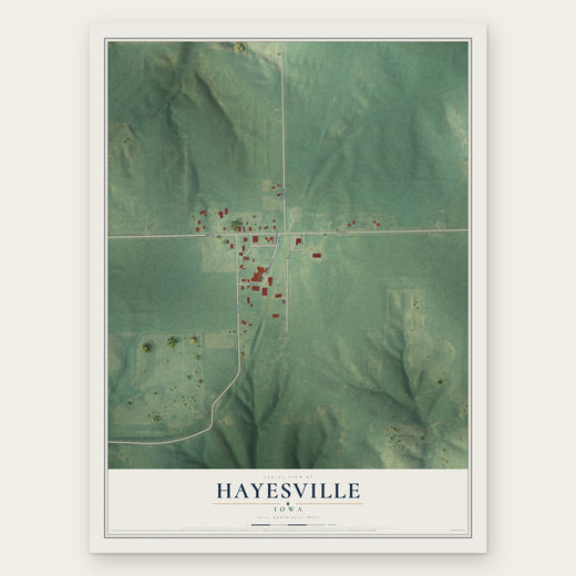 Hayesville, Iowa map print, the full design