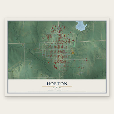 Horton, Kansas map print, the full design