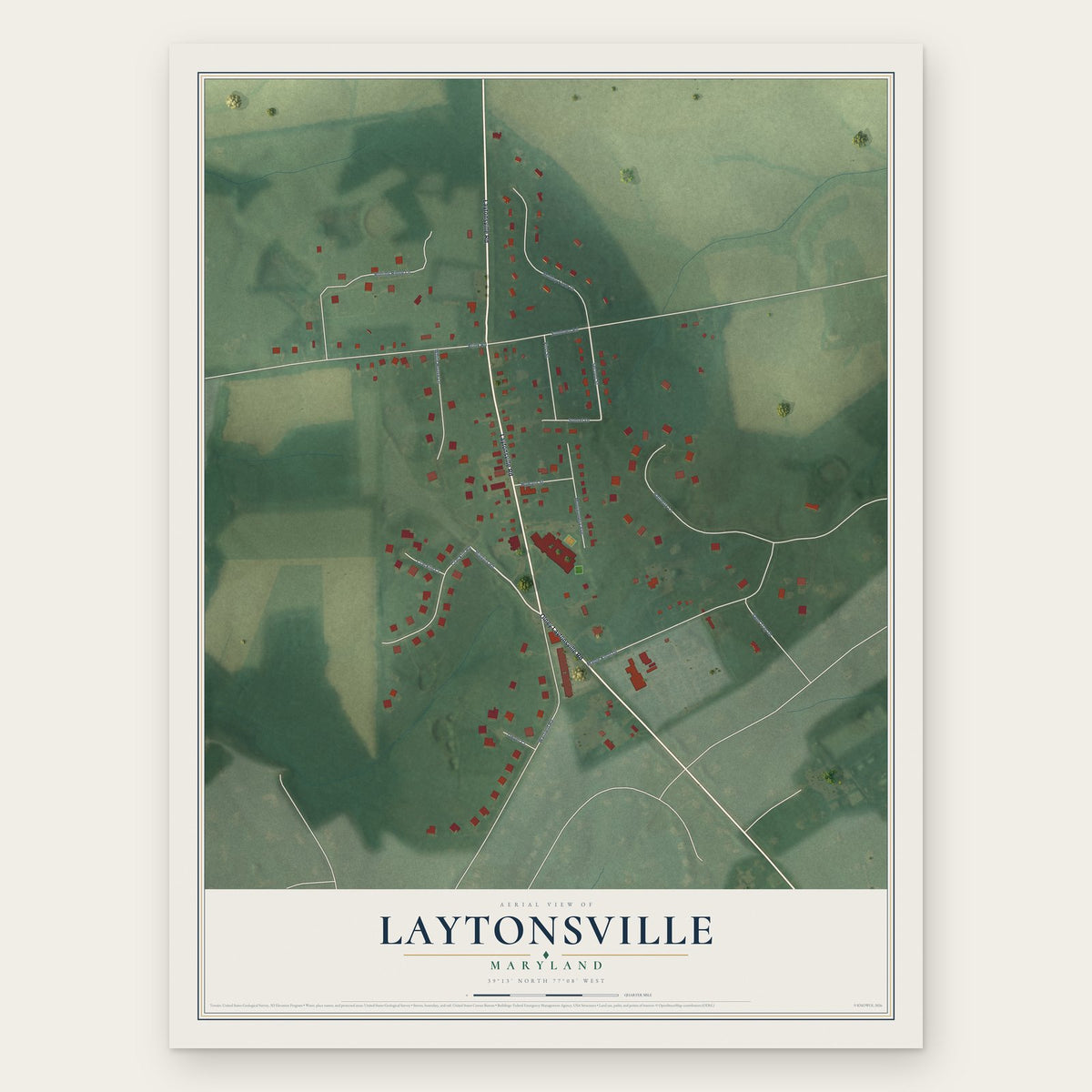 Laytonsville, Maryland map print, the full design