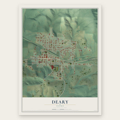 Deary, Idaho map print, the full design