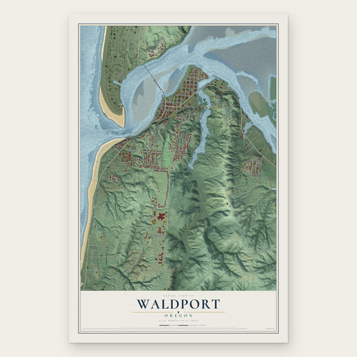 Waldport, Oregon map print, the full design