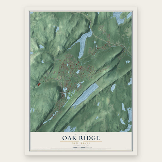 Oak Ridge, New Jersey map print, the full design