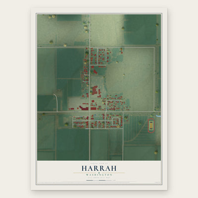 Harrah, Washington map print, the full design