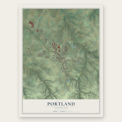 Portland, Tennessee map print, the full design