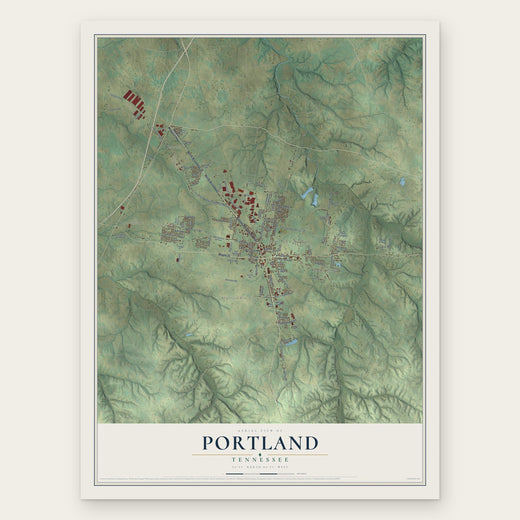Portland, Tennessee map print, the full design