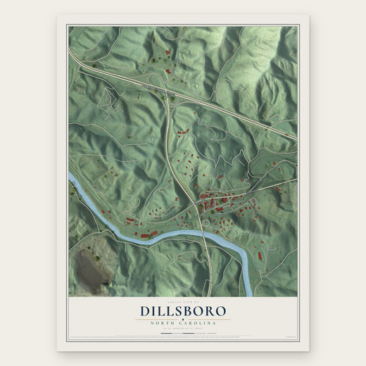 Dillsboro, North Carolina map print, the full design