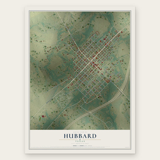 Hubbard, Texas map print, the full design