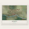 Merrill, Oregon map print, the full design