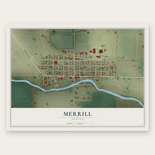 Merrill, Oregon map print, the full design