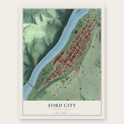 Ford City, Pennsylvania map print, the full design