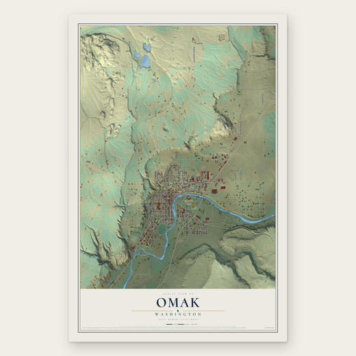 Omak, Washington map print, the full design