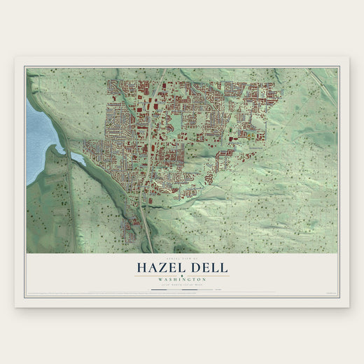 Hazel Dell, Washington map print, the full design