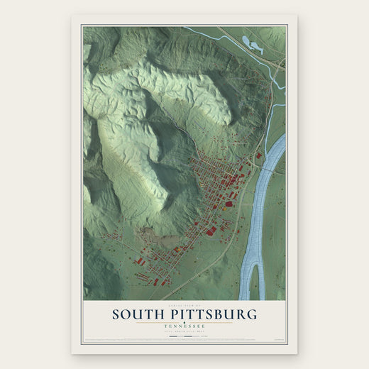 South Pittsburg, Tennessee map print, the full design