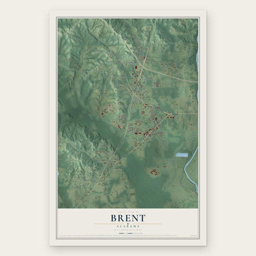 Brent, Alabama map print, the full design