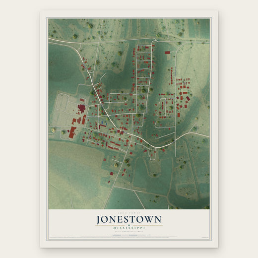 Jonestown, Mississippi map print, the full design
