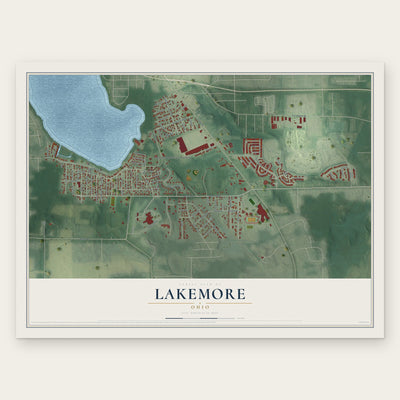 Lakemore, Ohio map print, the full design