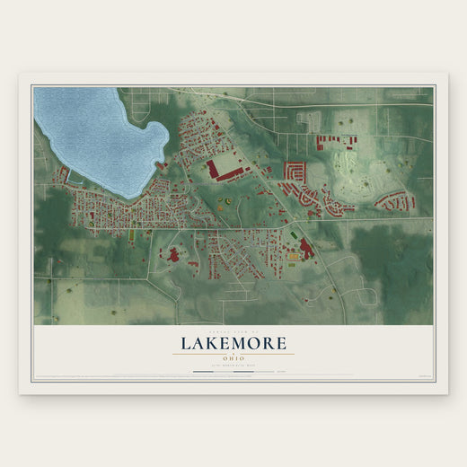 Lakemore, Ohio map print, the full design