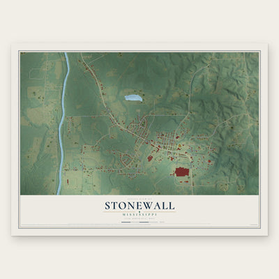 Stonewall, Mississippi map print, the full design