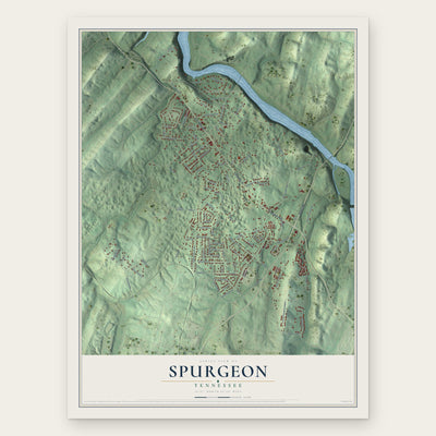 Spurgeon, Tennessee map print, the full design