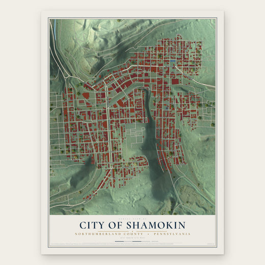 City of Shamokin, Northumberland County, Pennsylvania map print, the full design