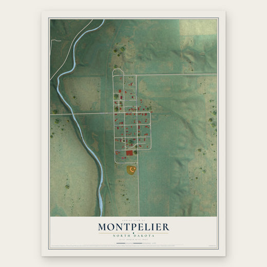 Montpelier, North Dakota map print, the full design
