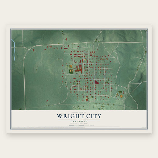 Wright City, Oklahoma map print, the full design