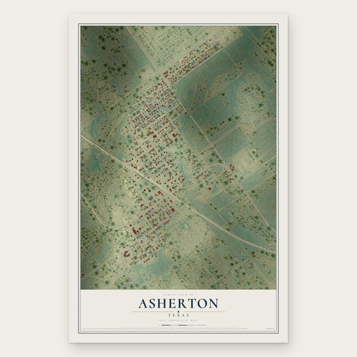 Asherton, Texas map print, the full design