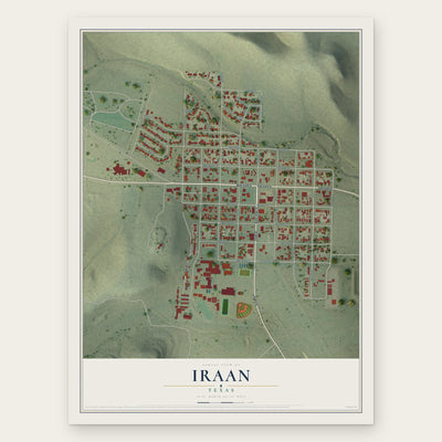Iraan, Texas map print, the full design