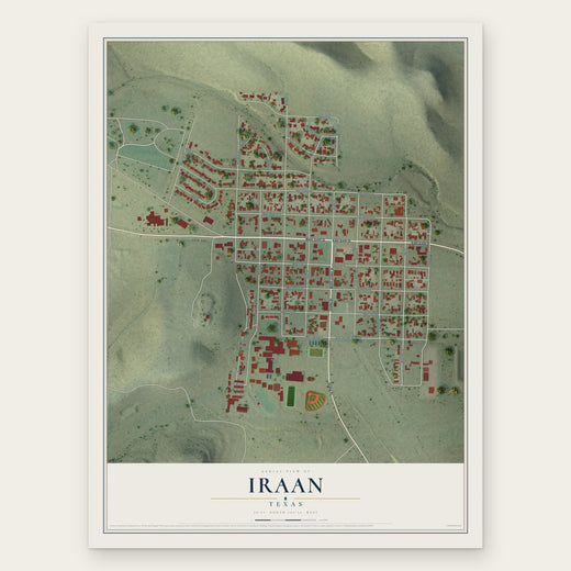 Iraan, Texas map print, the full design