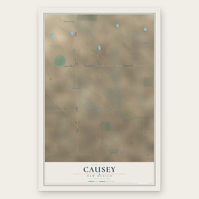 Causey, New Mexico map print, the full design