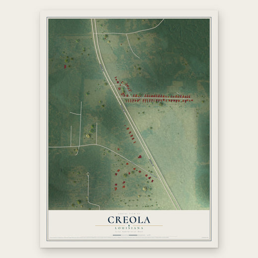 Creola, Louisiana map print, the full design