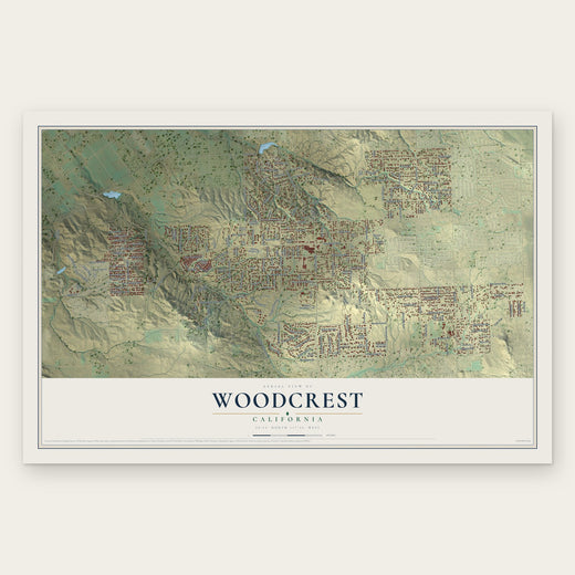 Woodcrest, California map print, the full design