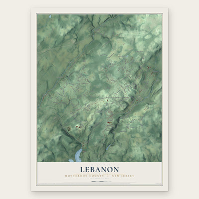 Lebanon, Hunterdon County, New Jersey map print, the full design