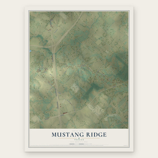 Mustang Ridge, Texas map print, the full design
