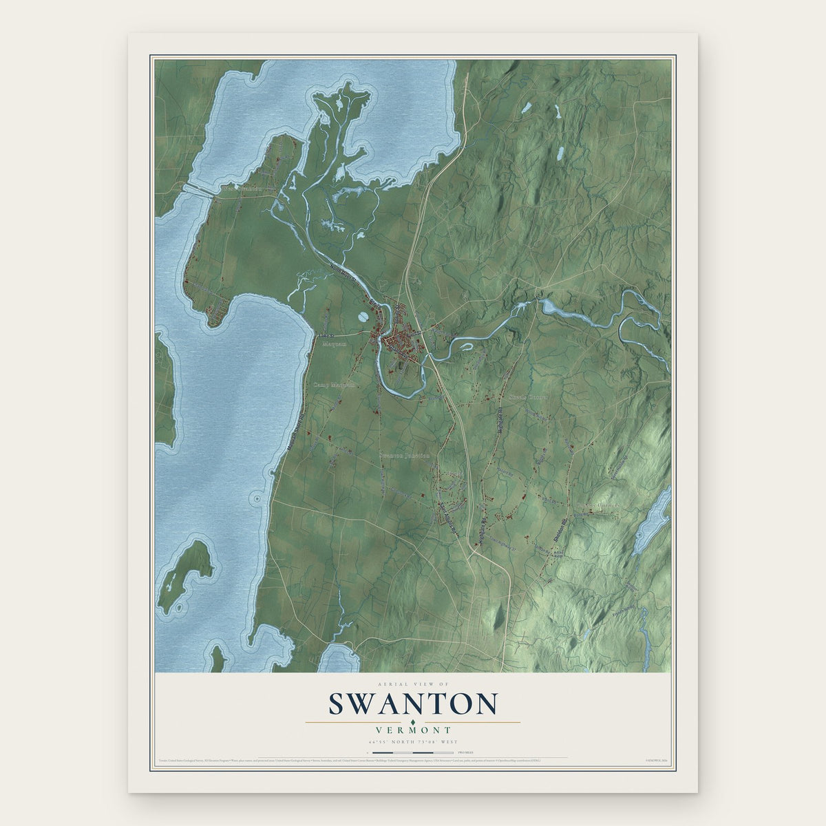 Swanton, Vermont map print, the full design