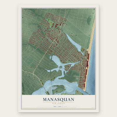 Manasquan, New Jersey map print, the full design
