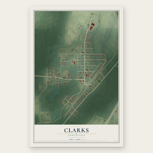 Clarks, Louisiana map print, the full design