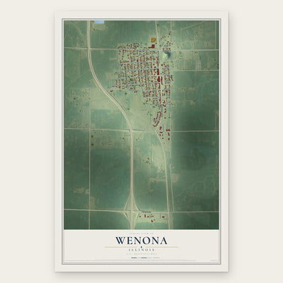 Wenona, Illinois map print, the full design