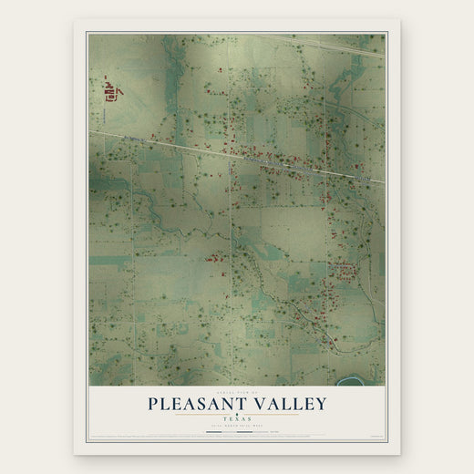 Pleasant Valley, Texas map print, the full design
